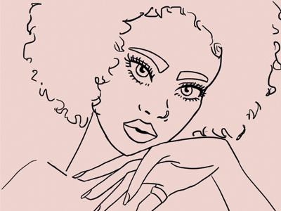 Afro girl II afro character design digital art fashion illustration girl illustration lineart pink
