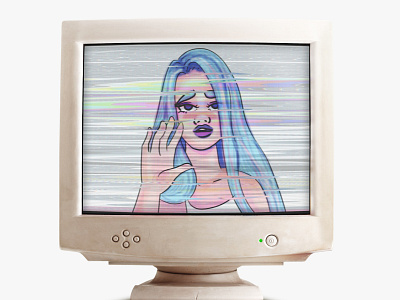 Let me out 90s blue fashion illustration girl illustration ilustradora monitor old computer pc retro screen