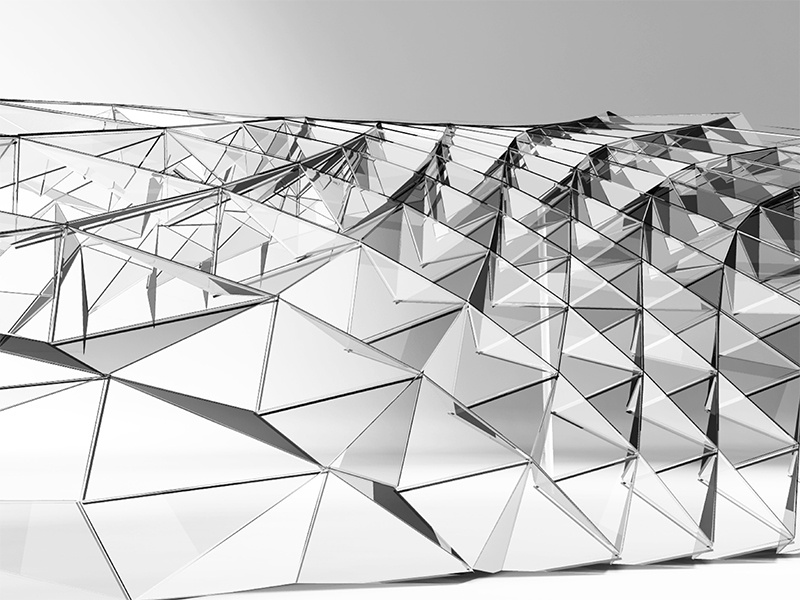 Instalation Space Design geometric open space park serpentine gallery structure plate folded glass grasshopper rhino