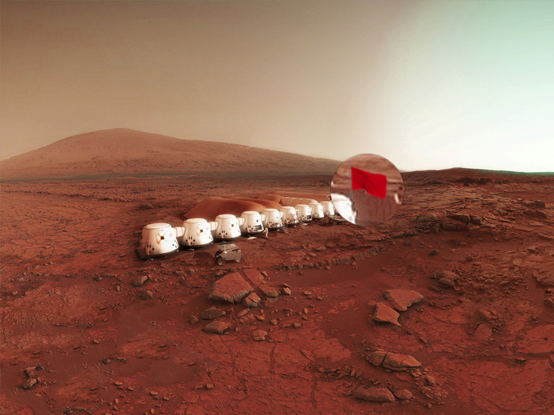 Mars One Flag migration occupation flag alternative future new life nature hospitality planet station mars one