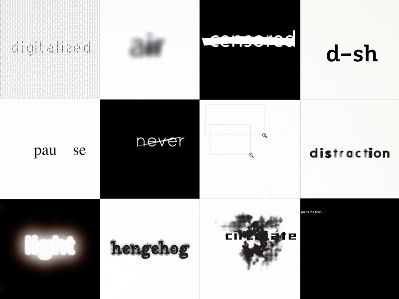 Words. zoom out zoom in never parametric air light pause distraction circulate hengehog word words