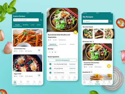Joy Mobile Recipe App app design food mobile product design recipe ui ux