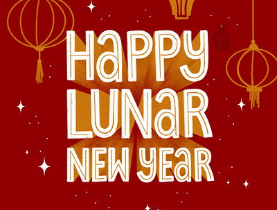 Happy Lunar New Year design hand lettering illustration lunar new year procreate