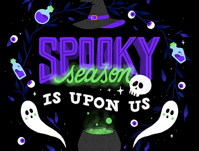 Spooky Season design halloween hand lettering illustration procreate spooky