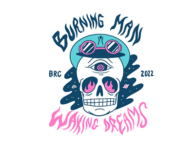 Burning Man - Waking Dreams Sticker Illustration burning man digital illustration drawing dreams festival graphic design illustration ipad lettering logo procreate psychedelic skull steam punk sticker waking dreams