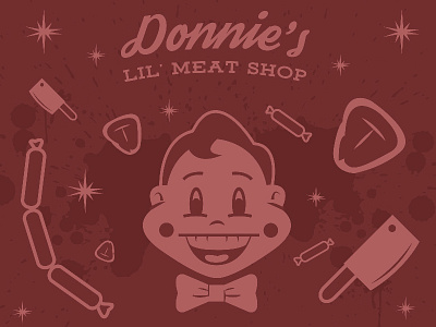 Donnie's Lil' Meat Shop butcher cartoon chad hot dog icons illustrator meat pinckney retro sausage steak vintage