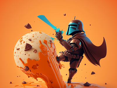 A Splatter Scene That A Chocolate Knight Kills A orange knight