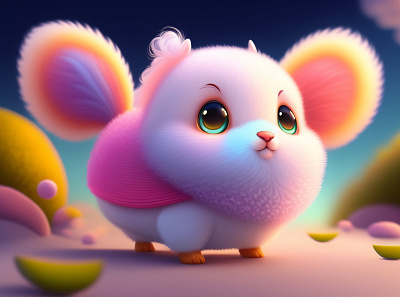 Cute and adorable cartoon fluffy baby 3d animation graphic design logo motion graphics ui