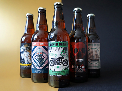 Home brew labels beer beerlabels craftbeer design ghostship illustrator label labels motorcycle skull spaceman