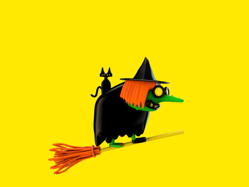 Witch & Cat cat gif halloween hat witch