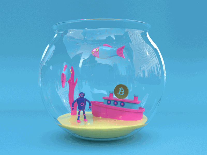Fish Tank bitcoin c4d cinema 4d design fish tank goldfish illustration toy