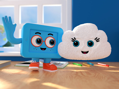 Codey And The Cloud 3d render animation behance project c4d clouds design illustration tablet