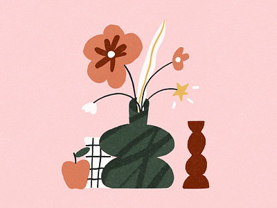 Funky Stilllife 🌟 2d flowers illustraion illustration style illustrator patterns plants stilllife textured illustration vase