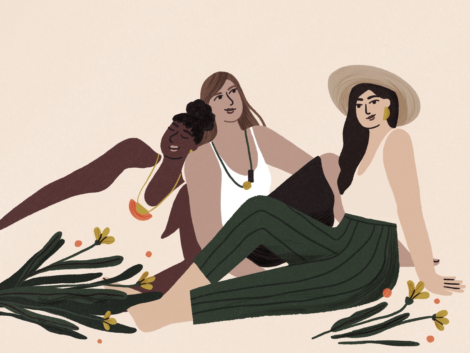 Chillin' ✨ 2d boho characters girl illustration illustrator pastels procreate summer textured woman women women in illustration