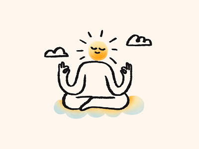 Morning meditations 🌞 brushy calm character clouds handdrawn illustrator meditation product illustration sketchapp sketchy spot illustration sun
