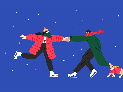 Festive Ice Skating character christmas christmas illustration couple dog ice skating illustration illustrator procreate