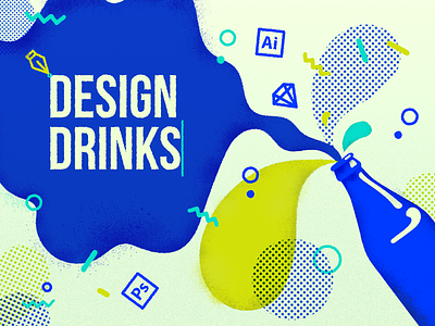 Design Drinks Meetup Cover beer cover creative design drinks illustration meetup talk