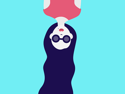 Upside down character girl hair illustration sunglasses upside down woman