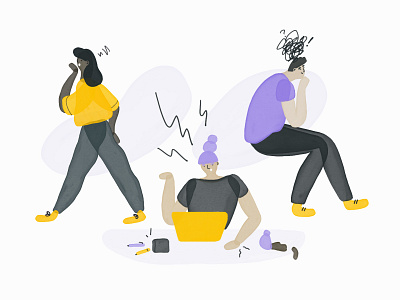 Unhappy at work? angry anxiety bored career character editorial illustration man woman work
