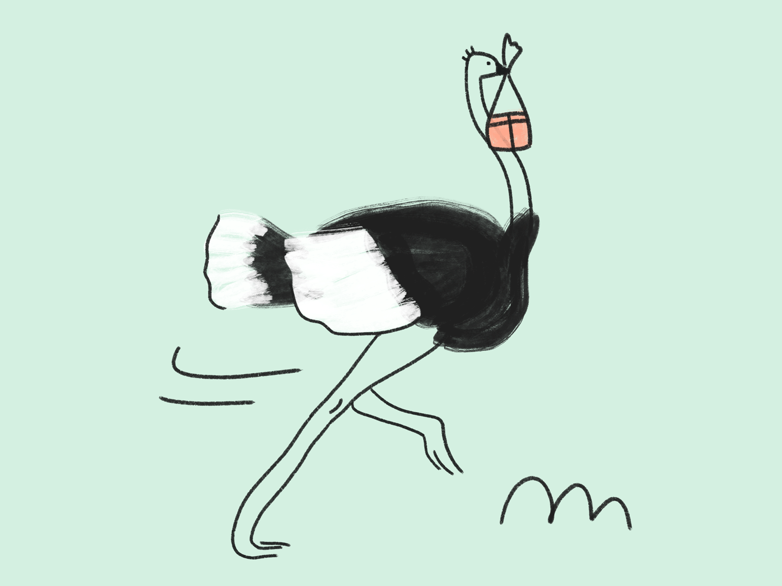 Your card is on its way! app illustration banking app banking illustration handdrawn illustration style illustrator interaction ostrich product illustration running