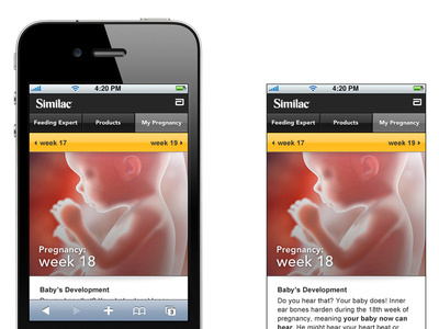 Similac Mobile Web - Design Mockups branding marketing mobile mockups responsive web design