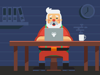 Flat Santa character christmas evening father frost flat holidays illustration macbook new year presents santa winter