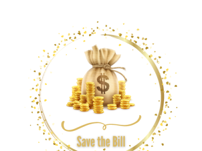 Save The Bill Concept logo all gold bills coins concept logo gold gold ribbon logo money