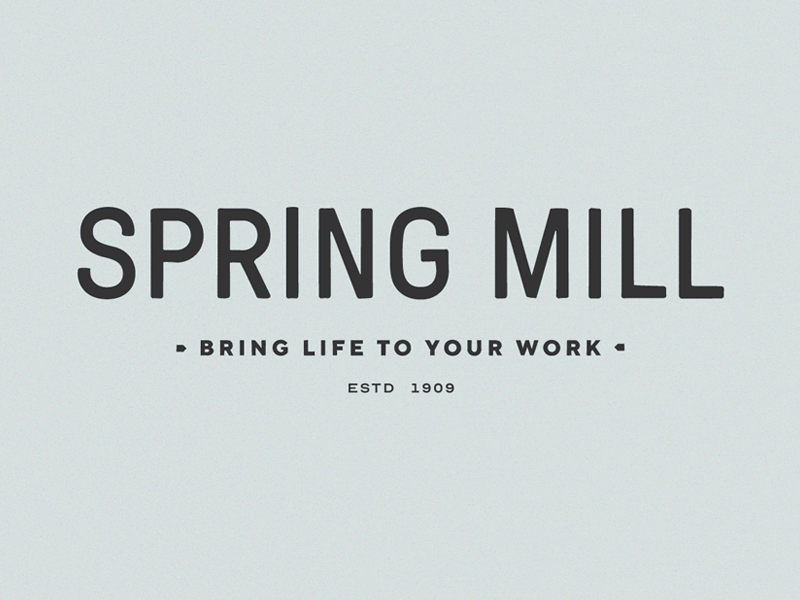 Spring Mill animation badges brand art branding design factory fun layouts graphic graphic design icon identity layout logo manufacture typography