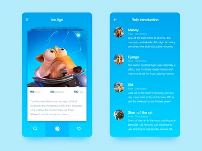 Ice Age age animation，movie，orange，color app cards clean concept design ice ios mobile ui