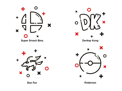Super Smash Bros. Icons donkey kong icon line nintendo outline pokemon pokémon star fox stroke super smash bros symbol