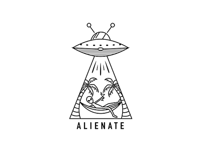 Alienate alien bnw flat illustration tshirt