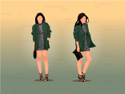 Dress And Parka Illustration Full Body