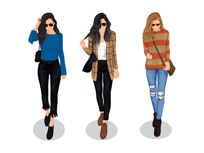 Fashion Girls with Casual Clothes character fashion full body girl illustration model