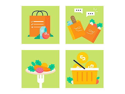 Icon Set app branding design flat food grocery grocery app icon illustration illustrator logo minimal save simple ui ux ux designer vector