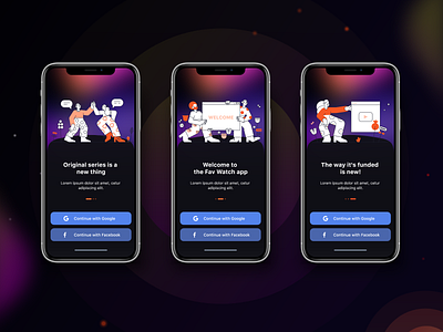 App Design (Dark mode - Landing Screens)