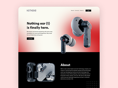 Nothing ear(1) Website 2021 design audio clean ear bud minimal modern ui music nothing sound trendy ui ui design ux web