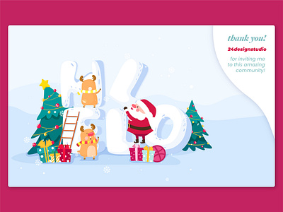 hello dribbble christmas debut debute debutshot design dribbble dribble firstshot gifts happy holidays hellodribbble holiday illustration nature presents snow tree vector winter xmas