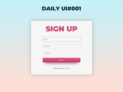 Daily Ui 001 sign up form ui ux webdesign