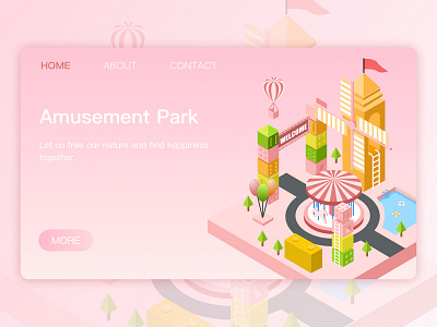 Amusement Park 2.5d card illustration park playground ui