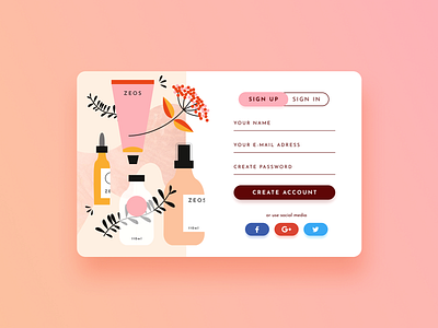 DAILY UI 001 - SIGN UP branding branding and identity challenge cosmetics daily daily ui dailyui design gradient graphic illustration illustrator sign up sign up form sign up page sign up screen signup ui ui design vector