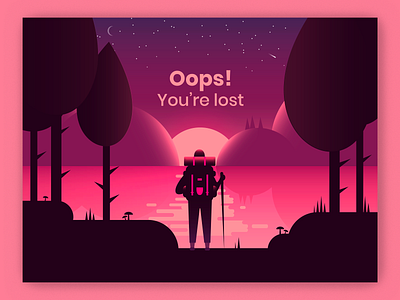 DAILY UI 008 - 404 page 404 404 error 404 error page 404 page 404page daily ui dailyui design error graphic hiking illustration landscape landscape illustration lost ui ui ux ux vector webpage