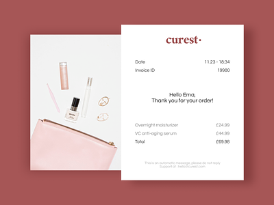 DAILY UI 017 - EMAIL RECEIPT clean cosmetics daily daily ui dailyui design email email design email marketing email receipt mail mail design order orders receipt receipts thanks ui ui design ui ux