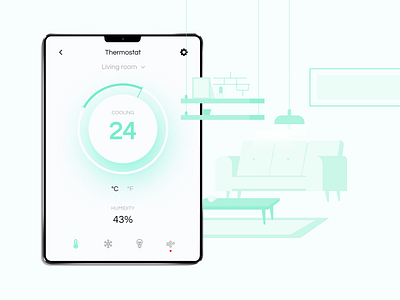 DAILY UI 021 - HOME MONITORING app design cooling daily ui dailyui design graphic home home monitoring illustration ipad ipad app ipad pro living room monitoring monitoring dashboard thermostat ui ui design ui ux ux