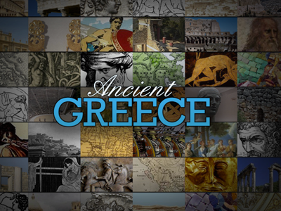 Ancient Greece Title Screen blue ipad mobile typography