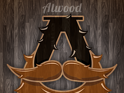 Bearded Atwood a beard brown design illustration letters texture type wood