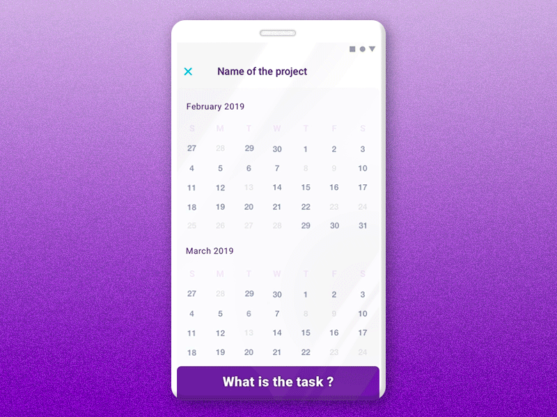App Design : Add a task in calendar android animation app app design calendar design flat flow interaction mobile app mobile interaction motion task todoist tool ui ux