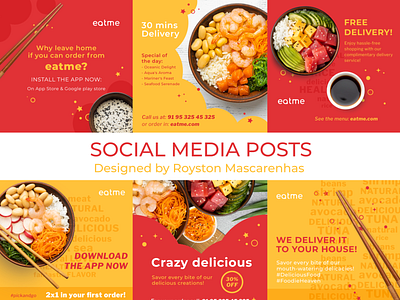 Food Delivery App | Social Media Posts advertising banner branding design fooddeliverypost foodpost graphic design instagram marketing post poster socialmedia socialmediapost