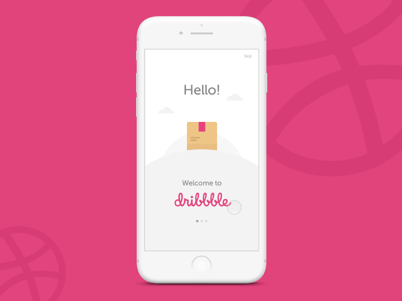 Hello Dribbble! animation colorful debut dribbble interaction onboarding pink