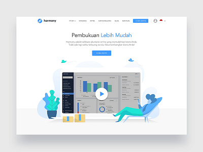 Harmony Website Revamp accounting blue illustration landing page website