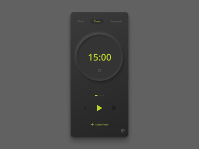 Timer App - Dark UI app app design dark interface dark mode mobile app soft ui timer app ui
